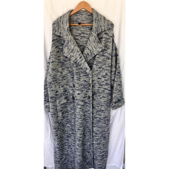 Anthropologie Pilcro Duster Cardigan Sweater Maxi Double Breasted Blue Large - Picture 5 of 16